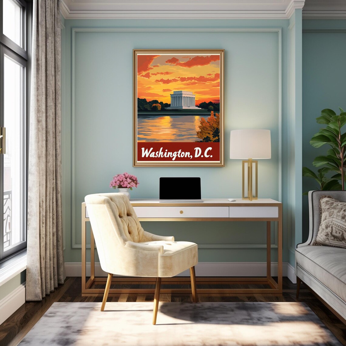 Vibrant Sunset At The Lincoln Memorial In Washington Dc A Stunning Art Print For Your Wall Decor - Image 2