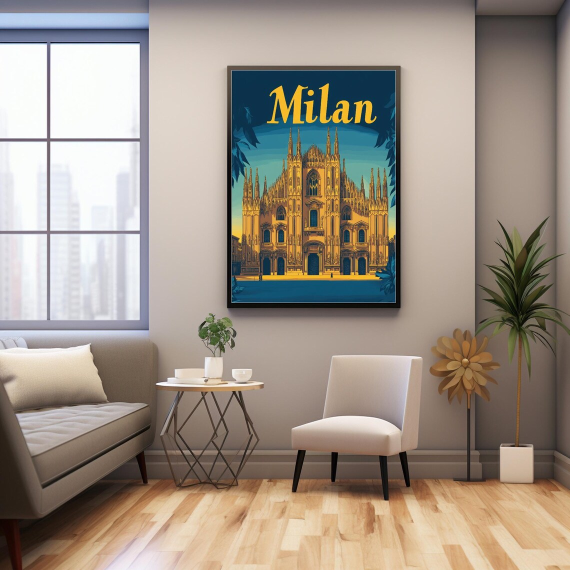 Milan Cathedral Vintage Travel Poster, Gothic Architecture - Image 3