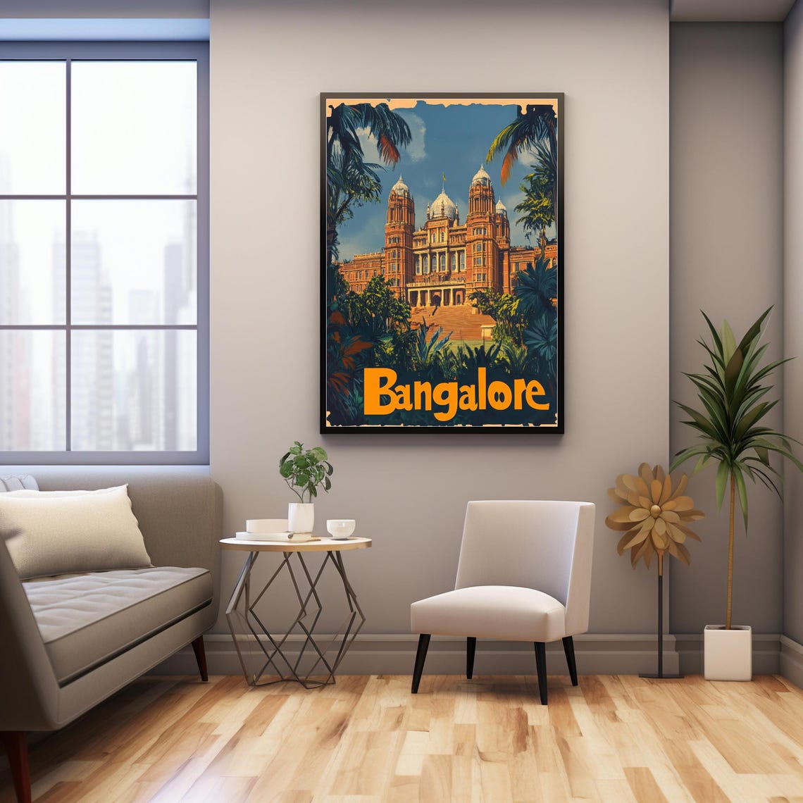 Vintage Bangalore Travel Poster With Majestic Architecture And Lush Greenery Instant Wall Art - Image 3