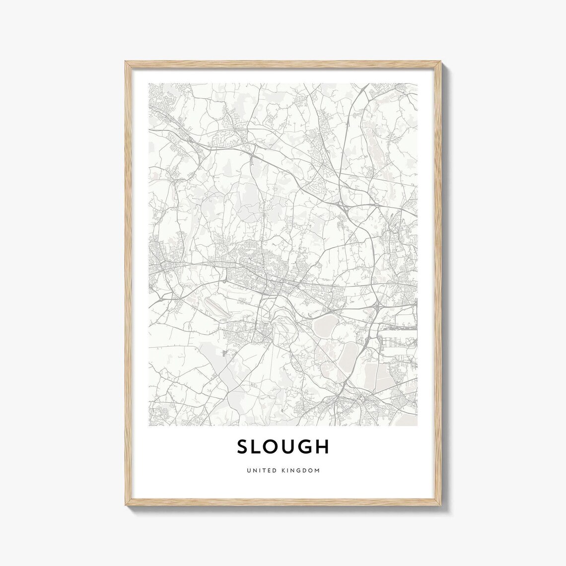Slough United Kingdom Minimalist Grey Line Street Map Artwork Poster