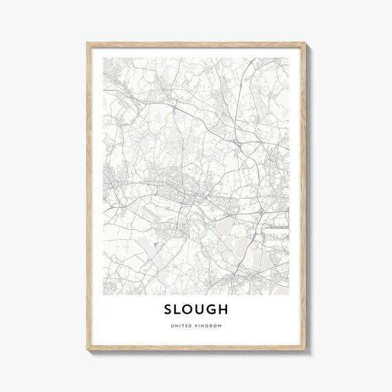 Slough United Kingdom Minimalist Grey Line Street Map Artwork Poster