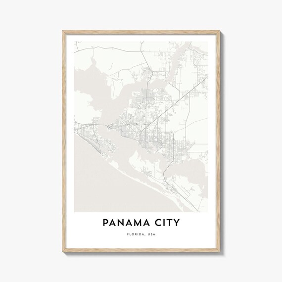 Panama City Florida Minimalist Black And White City Street Map Art Print