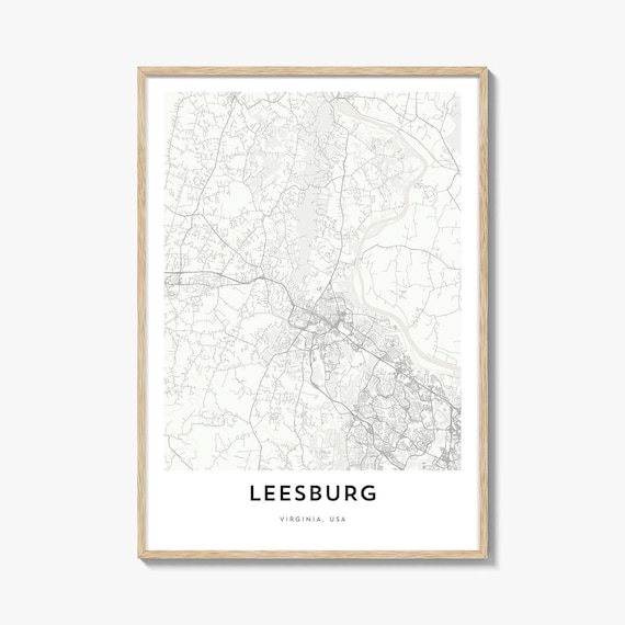 Minimalist Leesburg Virginia USA City Map Poster in Black and White