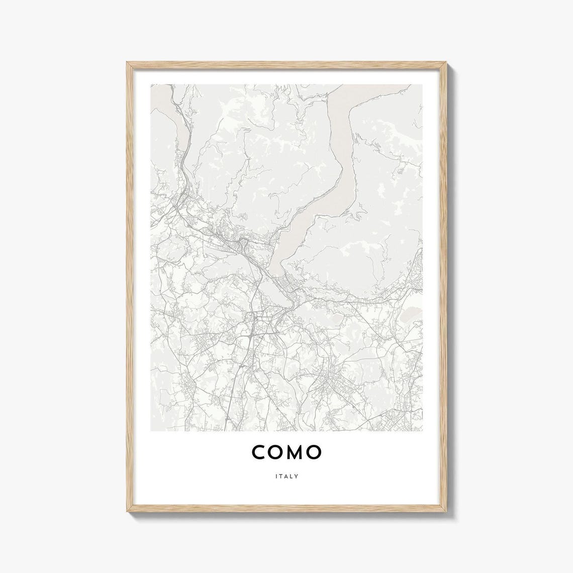 Lake Como Italy Minimal City Street Map Line Art Wall Poster