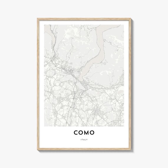 Lake Como Italy Minimal City Street Map Line Art Wall Poster