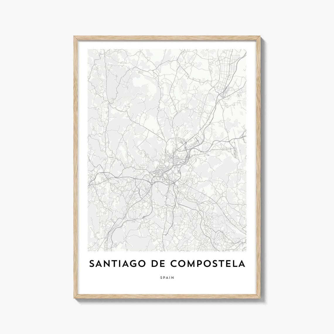 Santiago de Compostela Spain Minimalist Pilgrim City Map Art Poster