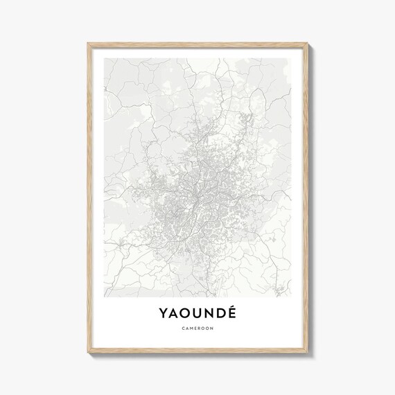 Yaounde Cameroon Minimalist Street Map Monochrome City Poster