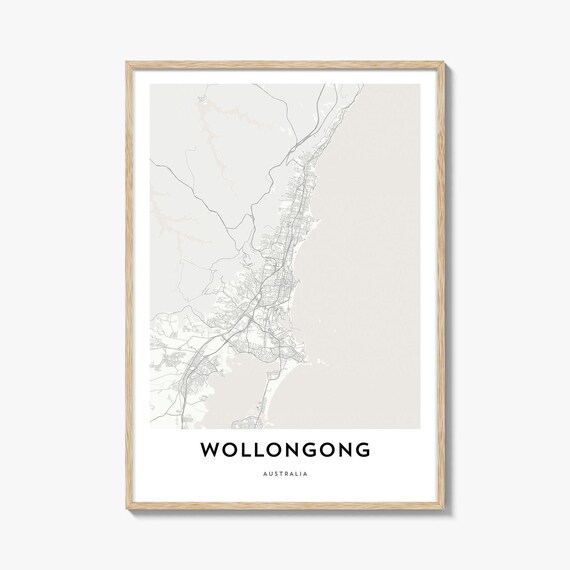 Wollongong Australia City Street Map Minimalist Line Art Poster
