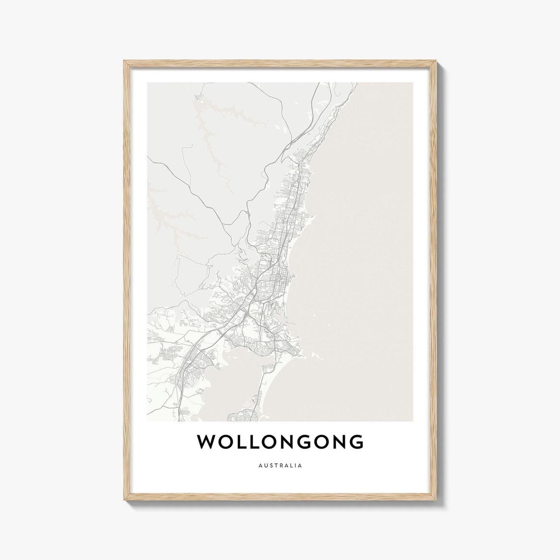 Wollongong Australia City Street Map Minimalist Line Art Poster