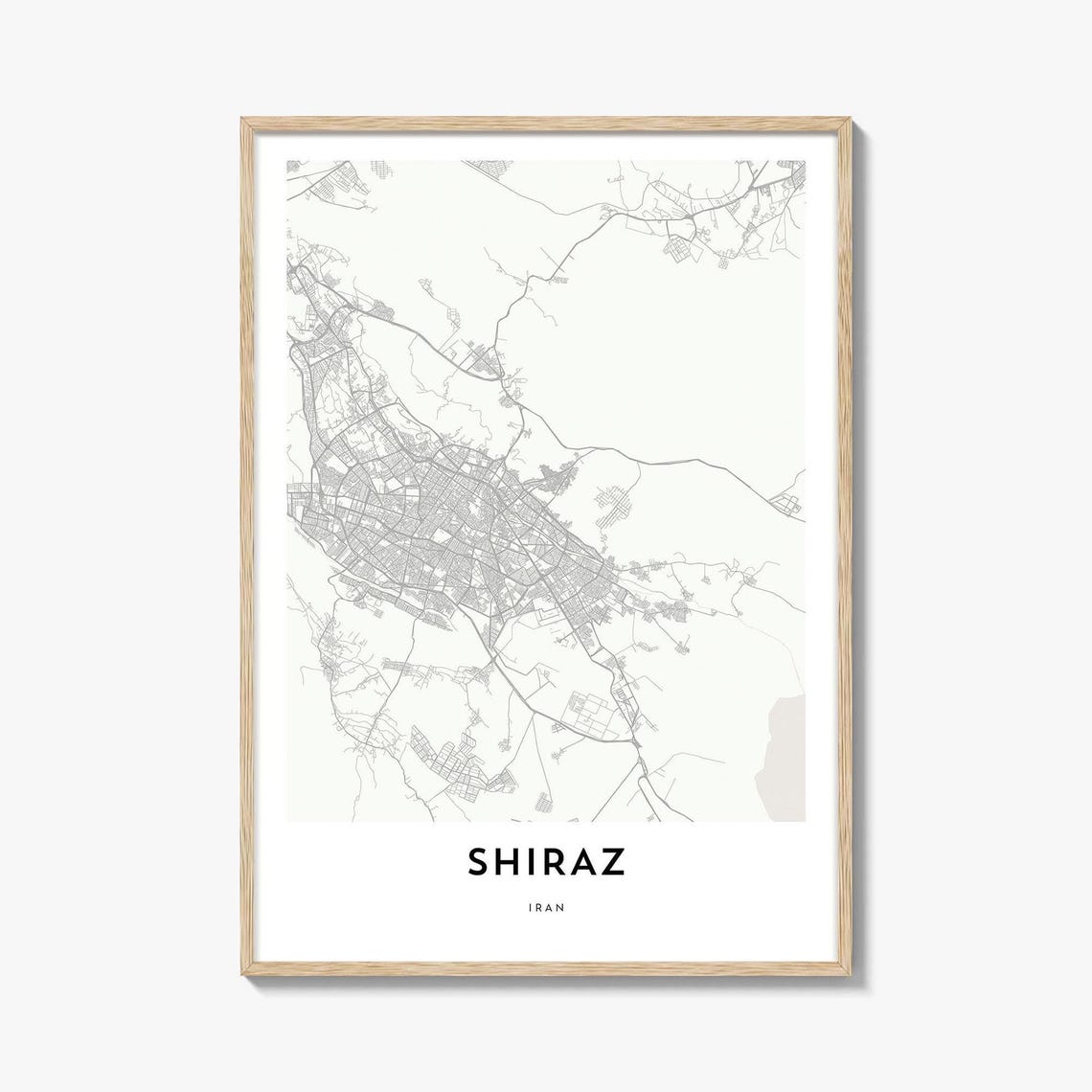 Minimalist Shiraz Iran City Street Map Gift Poster Art Design