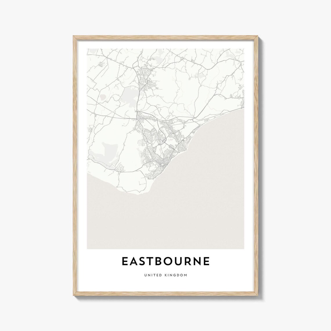 Eastbourne United Kingdom Minimalist Seaside Street Map City Poster