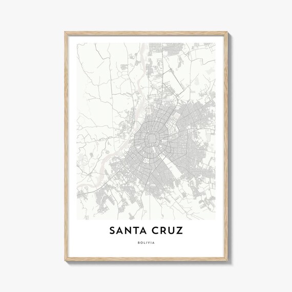 Santa Cruz Bolivia Minimalist Cream City Map Art Gift Travel Poster