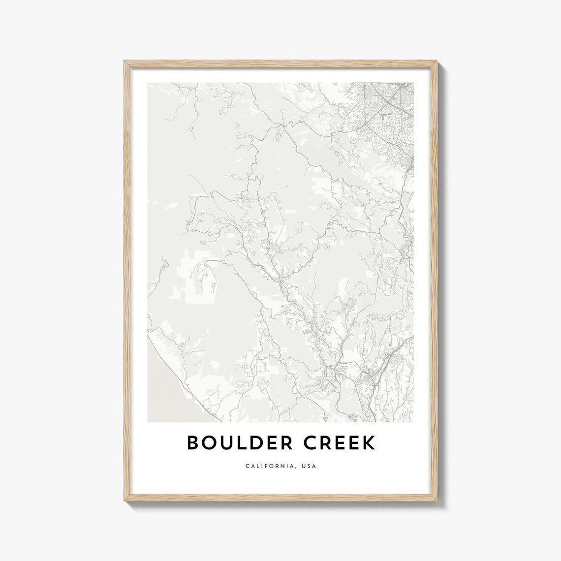 Boulder Creek California USA Minimalist City Street Map Line Art Poster