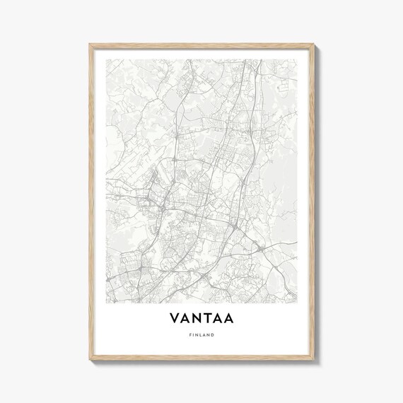 Vantaa Finland Helsinki Region Minimalist White City Street Map Poster