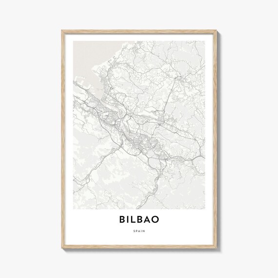 Bilbao Spain Minimalist Street Map Poster in Light Beige Modern Style