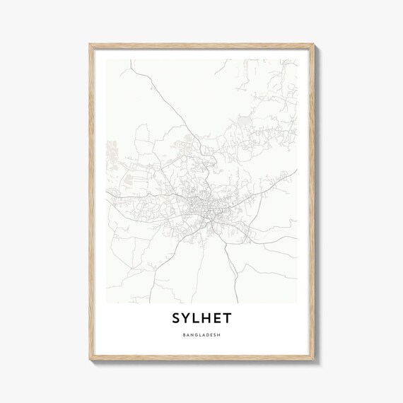 Sylhet Bangladesh Minimalist White City Street Map Art Poster