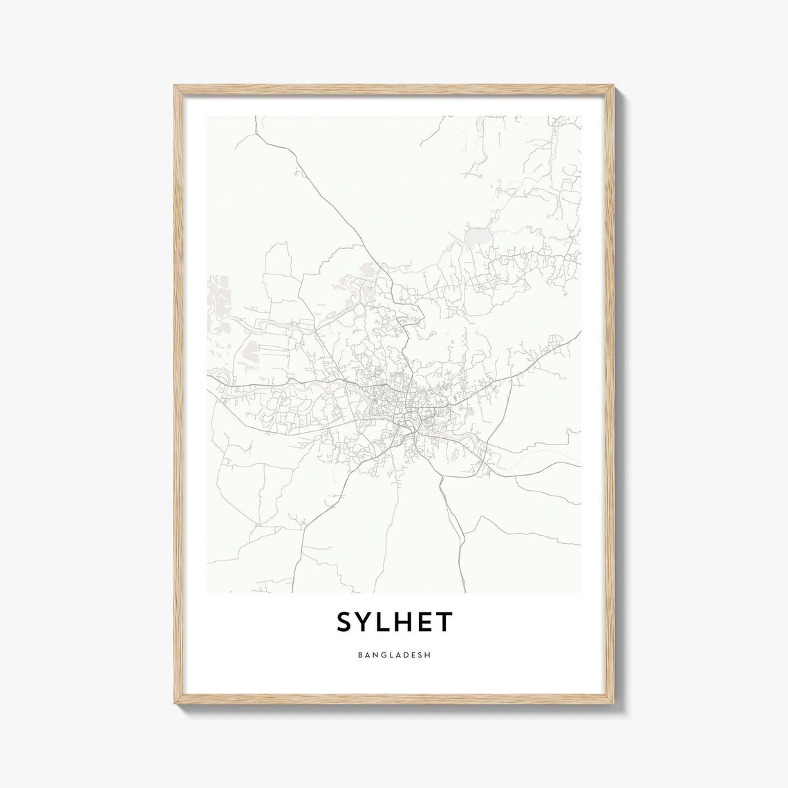 Sylhet Bangladesh Minimalist White City Street Map Art Poster