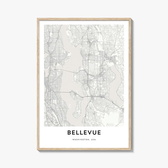 Bellevue Washington Minimalist City Street Map Art Poster Gift Decor