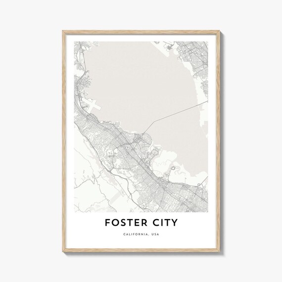 Foster City California Minimalist Street Map Line Art Poster