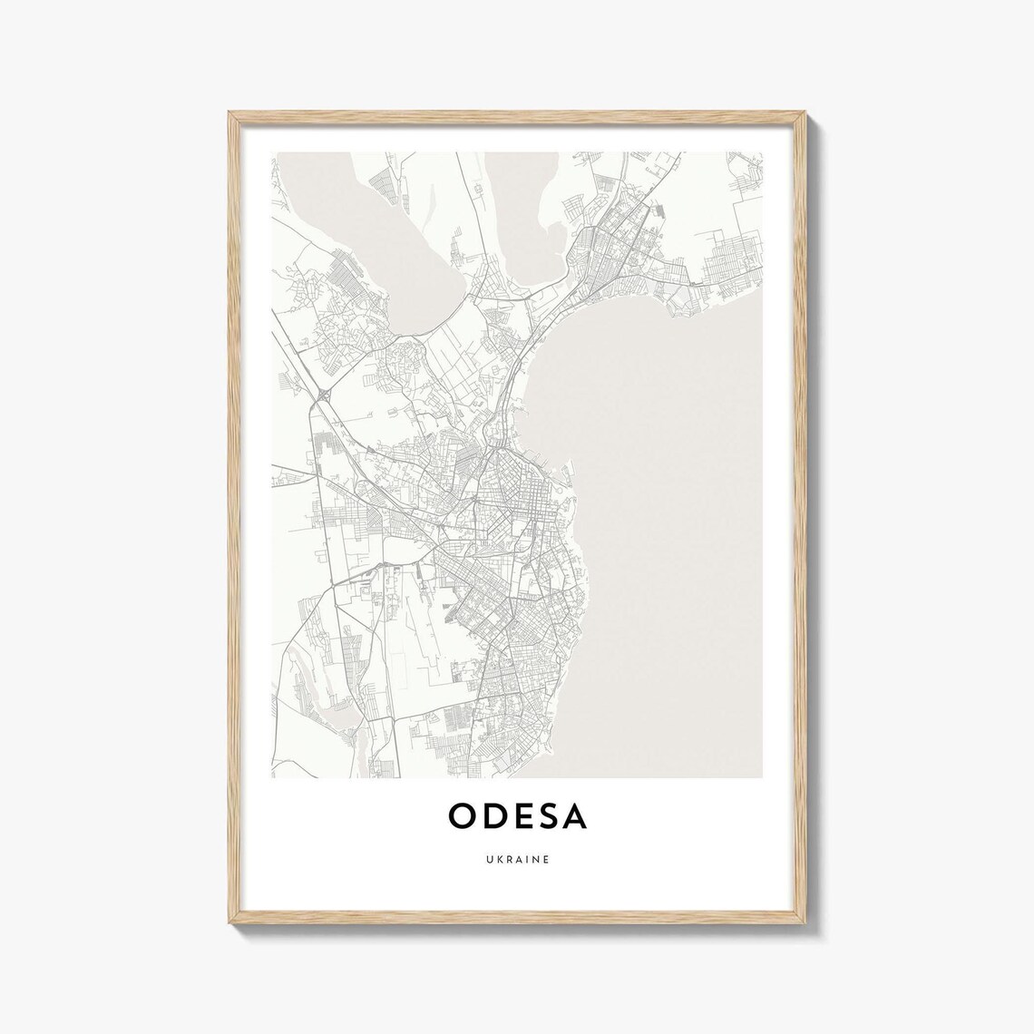 Minimalist Odesa Ukraine Street Map Black Sea City Line Art Wall Print