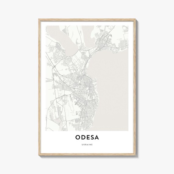 Minimalist Odesa Ukraine Street Map Black Sea City Line Art Wall Print