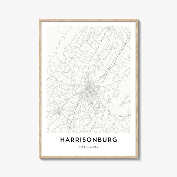 Harrisonburg Virginia USA Minimalist City Street Map Wall Decor Poster