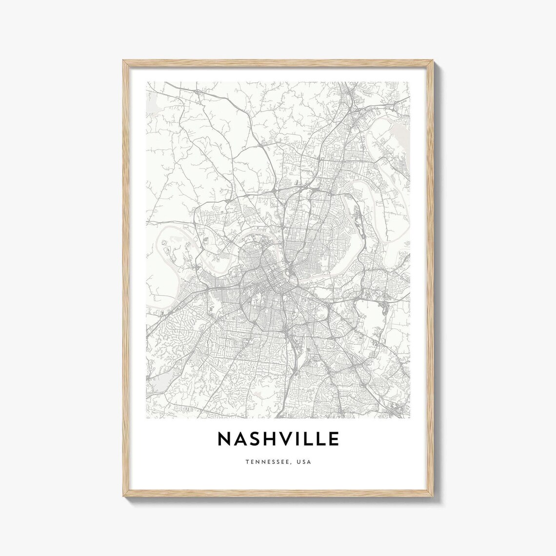 Map Of Nashville Art Print, Tennessee Travel Poster