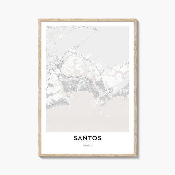 Santos Brazil Minimalist City Street Map Poster Gift Artwork