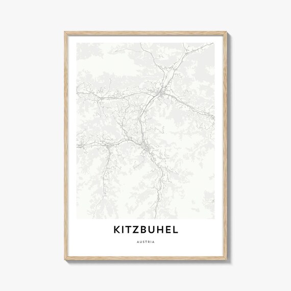 Kitzbuhel Austria Minimalist Street Map Ski Town Poster Wall Decor
