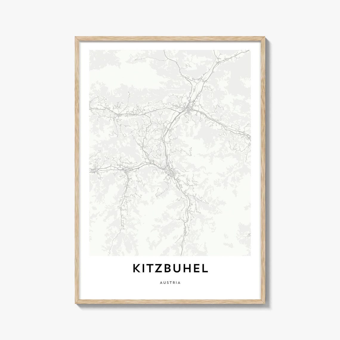 Kitzbuhel Austria Minimalist Street Map Ski Town Poster Wall Decor