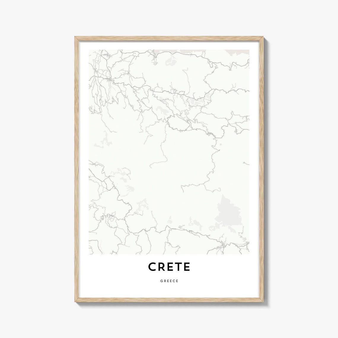 Crete Greece Minimalist Island Map Line Art Travel Poster Decor