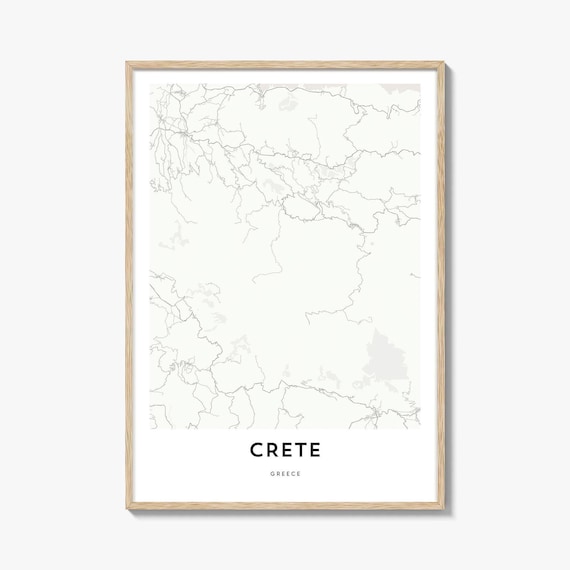 Crete Greece Minimalist Island Map Line Art Travel Poster Decor