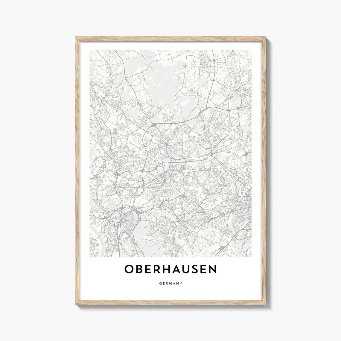 Oberhausen Germany Minimalist Neutral City Street Map Art Poster