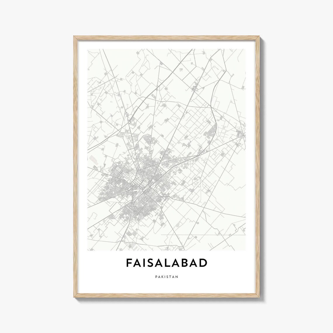 Faisalabad Pakistan Minimalist City Street Map Modern Urban Poster