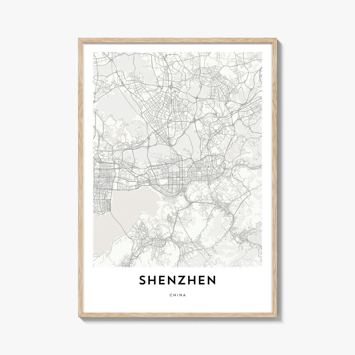 Shenzhen Guangdong China City Map Street Art Minimalist Travel Poster