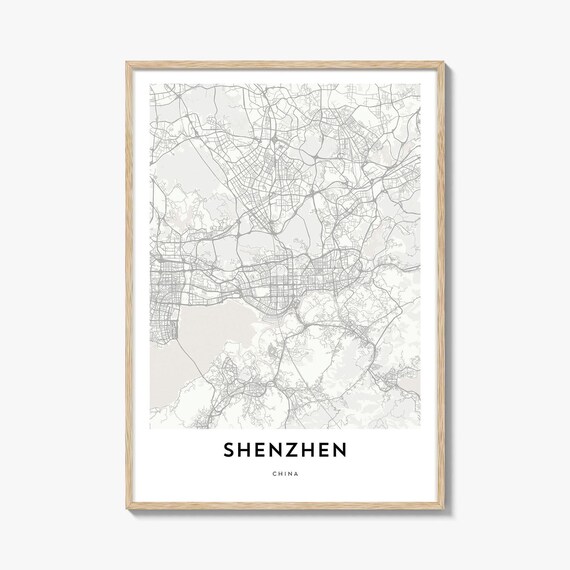 Shenzhen Guangdong China City Map Street Art Minimalist Travel Poster