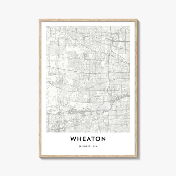 Wheaton Illinois Minimalist Street Map Monochrome City Poster