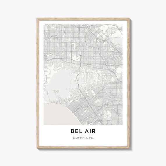 Bel Air California USA Minimalist City Street Map Line Art Poster