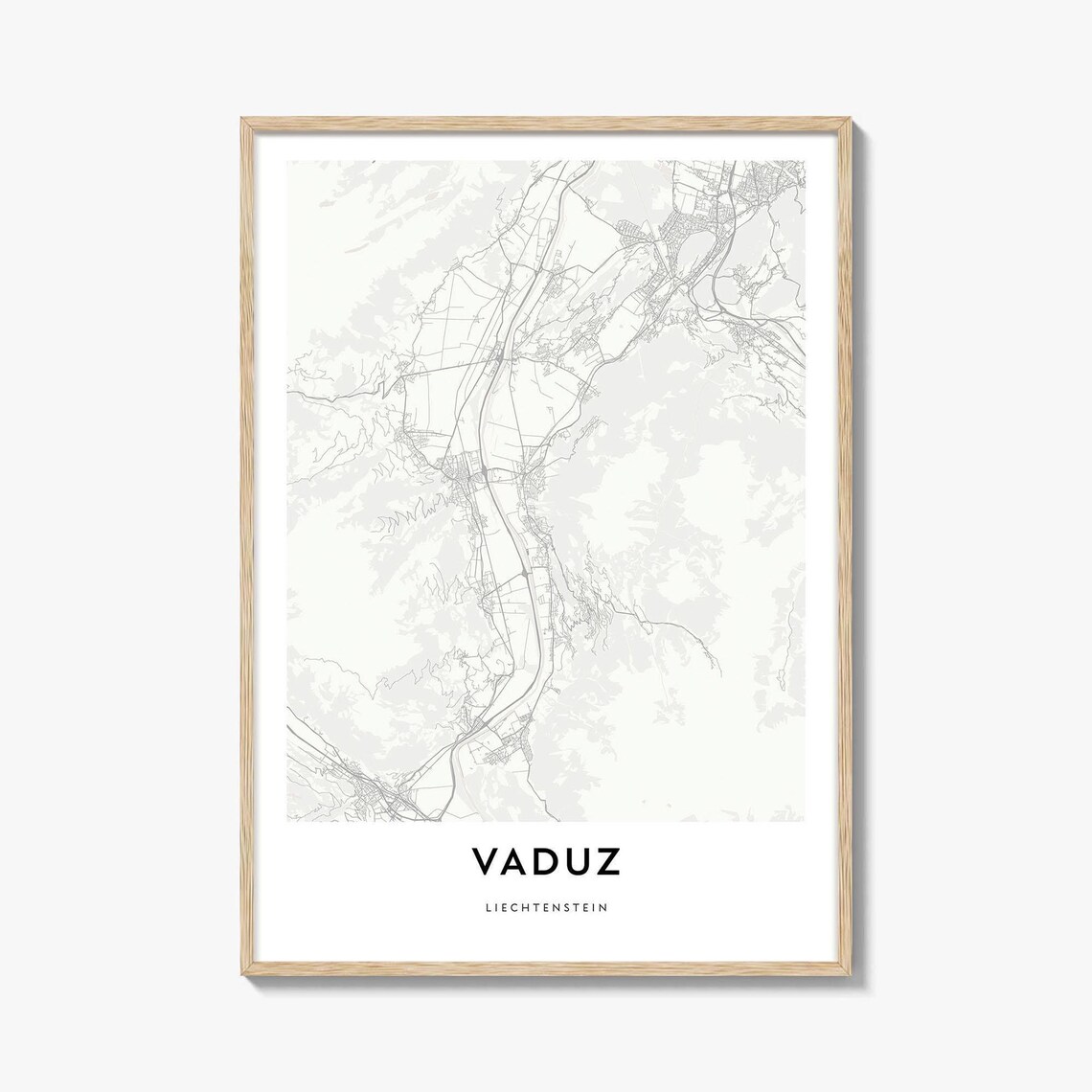 Vaduz Liechtenstein Minimalist Street Map Modern Decor Poster