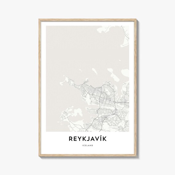 Reykjavik Iceland Coastal Capital Minimalist City Map Poster