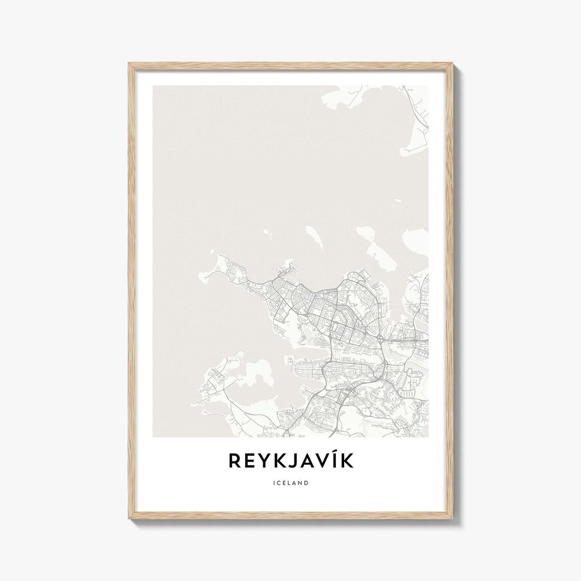 Reykjavik Iceland Coastal Capital Minimalist City Map Poster
