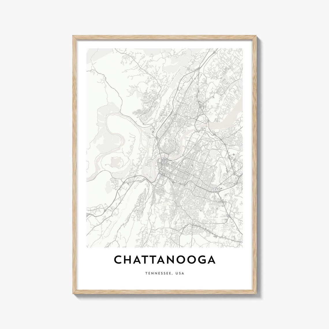 Chattanooga Tennessee Minimalist City Map Street Art Print USA