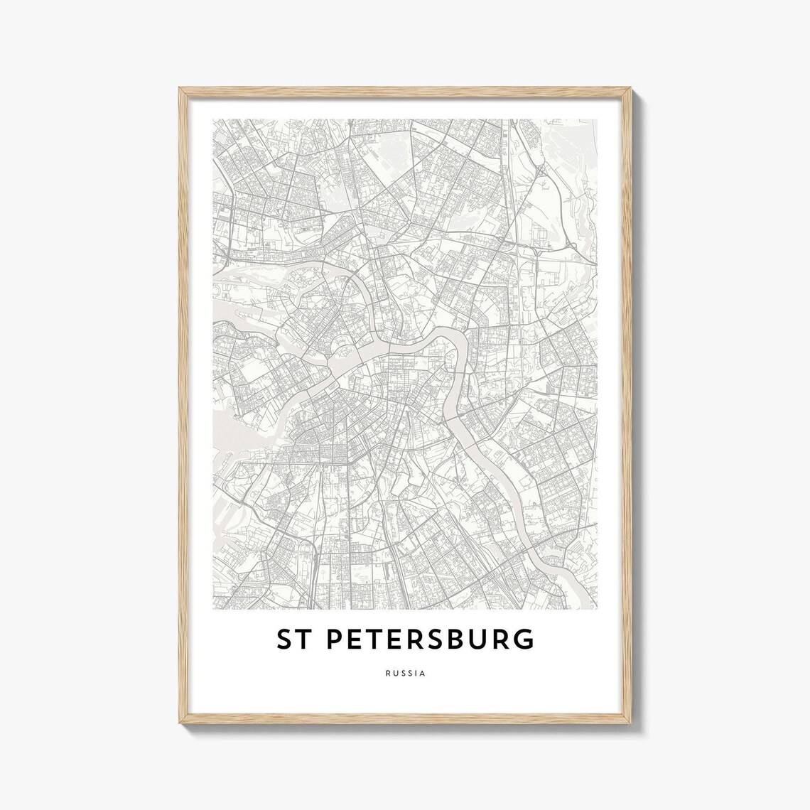 St Petersburg Russia Minimalist Cream City Street Map Wall Poster
