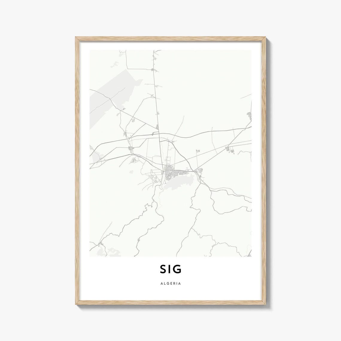 Sig Algeria Minimalist City Street Map Line Art Decor Poster