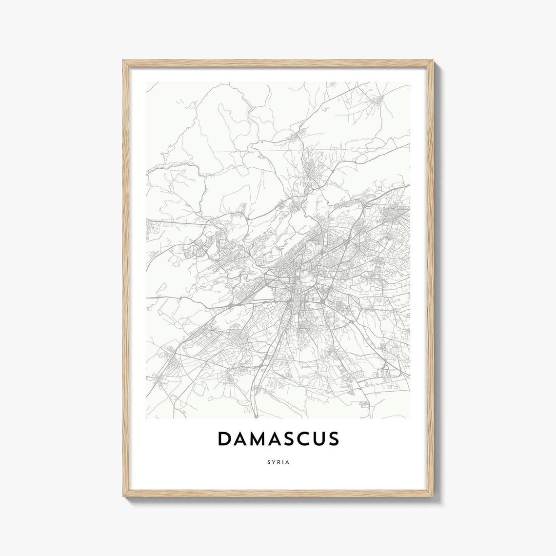 Damascus Syria Minimalist Line Art City Map Travel Decor Poster