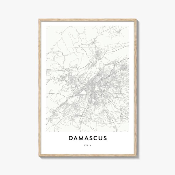 Damascus Syria Minimalist Line Art City Map Travel Decor Poster