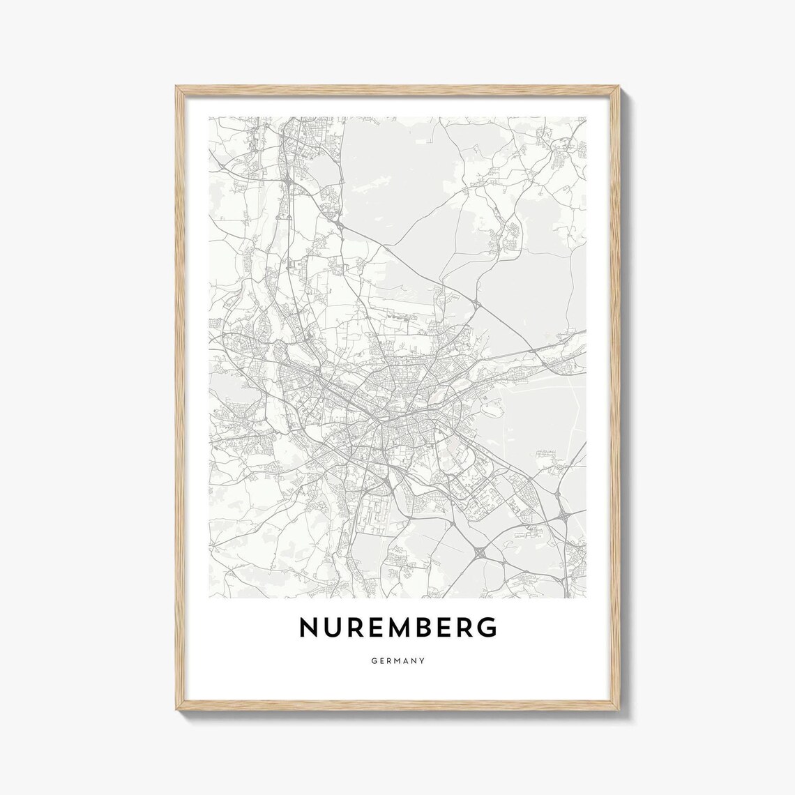 Nuremberg Germany Minimalist Historic City Street Map Poster