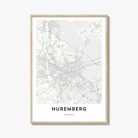 Nuremberg Germany Minimalist Historic City Street Map Poster