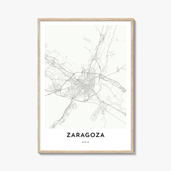 Zaragoza Spain Minimalist Street Map Monochrome Aragon City Poster