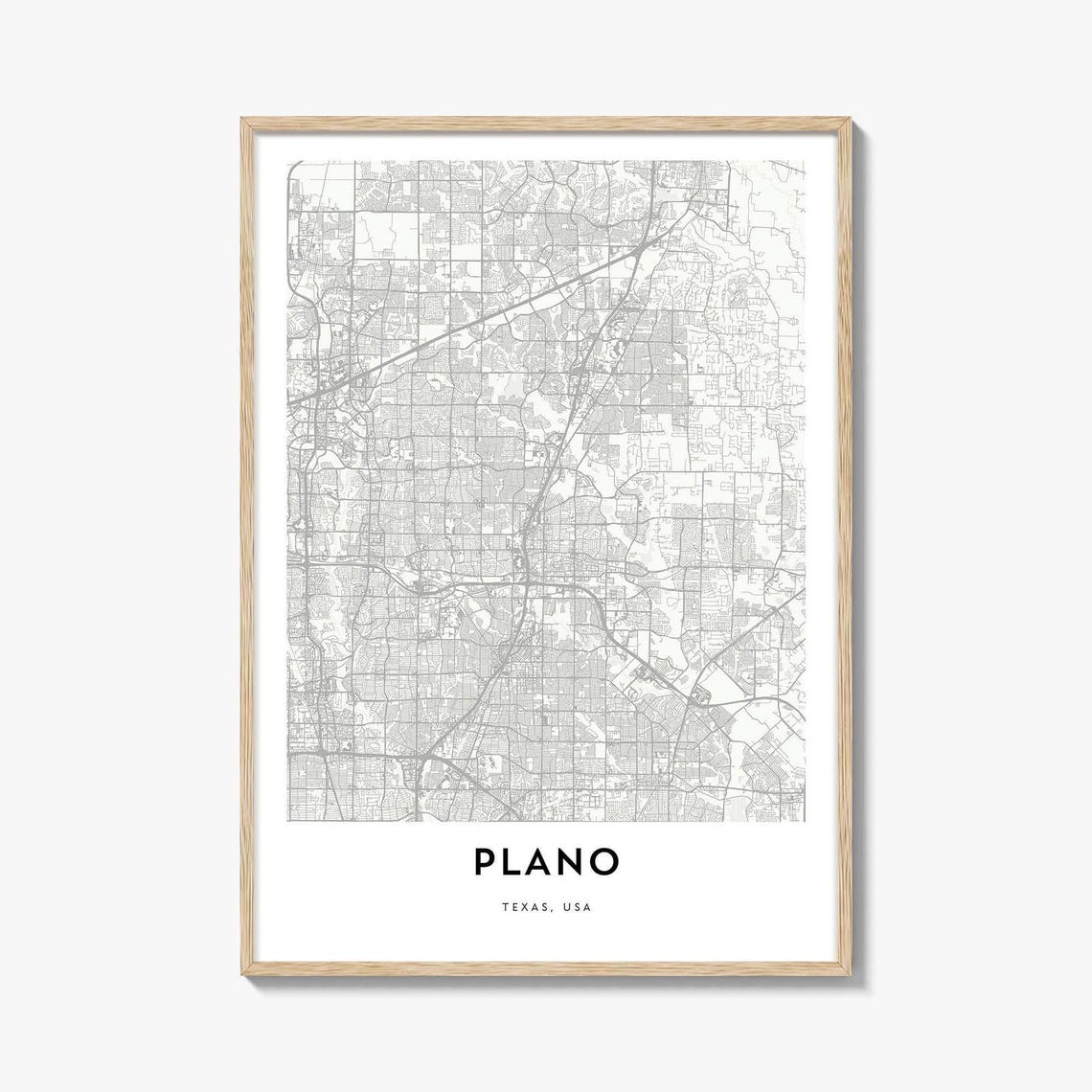 Plano Texas City Street Map Minimalist Line Art Home Decor Poster